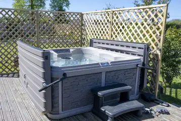 The hot tub on the decking of Chaplins Club The hot tub on the decking of Chaplins Club