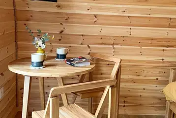 Glencroft pod dining table and TV with folding chairs Glencroft pod dining table and TV with folding chairs