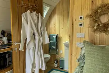 Bowcliffe ensuite bathroom with a toilet, shower, hand basin, towels and robes Bowcliffe ensuite bathroom with a toilet, shower, hand basin, towels and robes