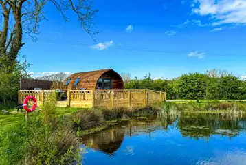 Bowcliffe pod overlooking the pond with a large decking area Bowcliffe pod overlooking the pond with a large decking area