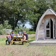 Camping pod and picnic bench
