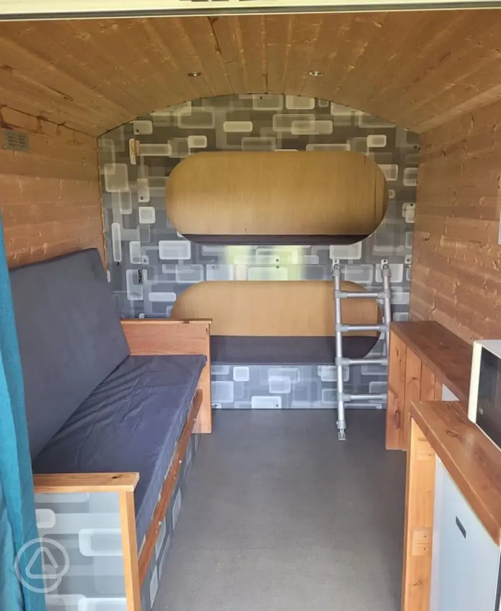 Bunk bed glamping pod interior