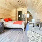 Carrock Squirrel Glamping Pod king-sized bedroom area Carrock Squirrel Glamping Pod king-sized bedroom area