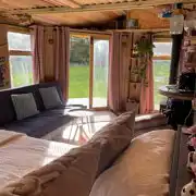 Pear Tree Hut glamping cabin interior