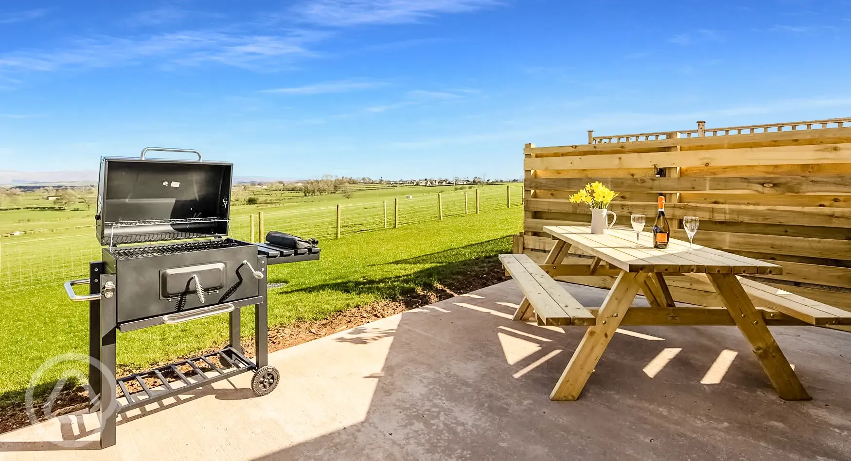 Private picnic bench and BBQ