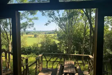 Glamping pod terrace and views