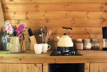 Glamping pod kitchen