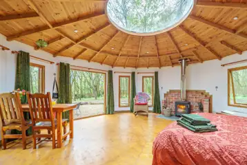 Roundhouse wooden yurt interior