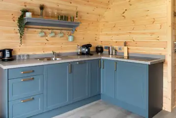 Glamping pod with hot tub kitchenette