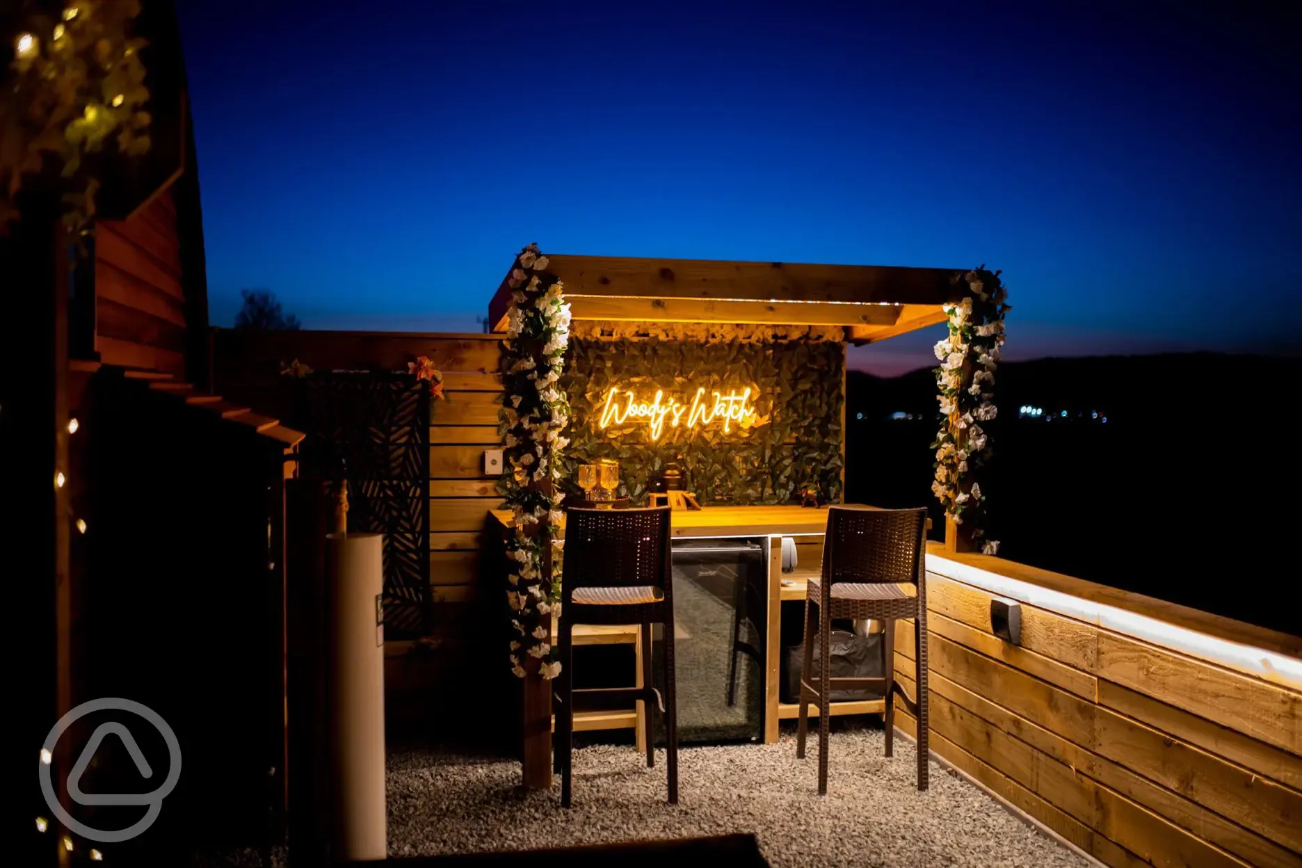 Glamping pod private bar