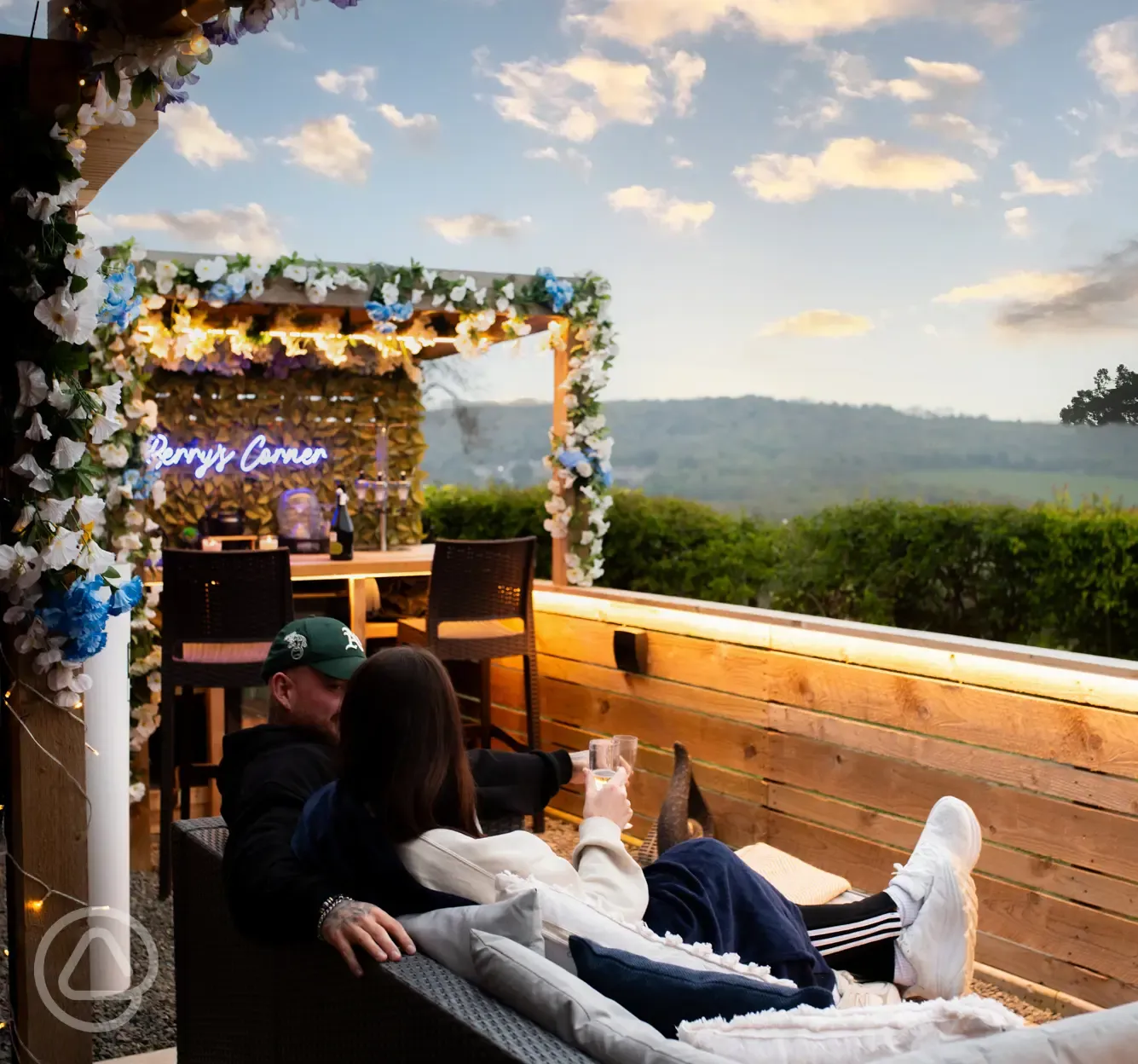 Glamping pod outdoor area