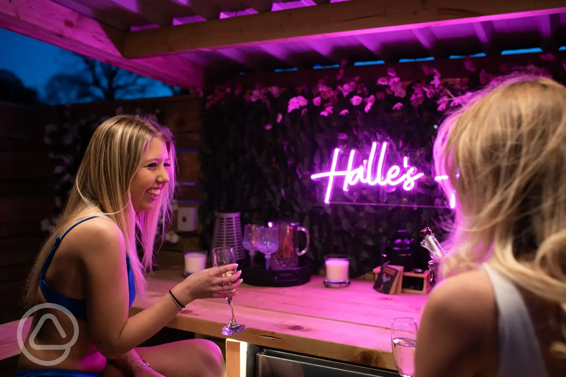 Glamping pod private bar