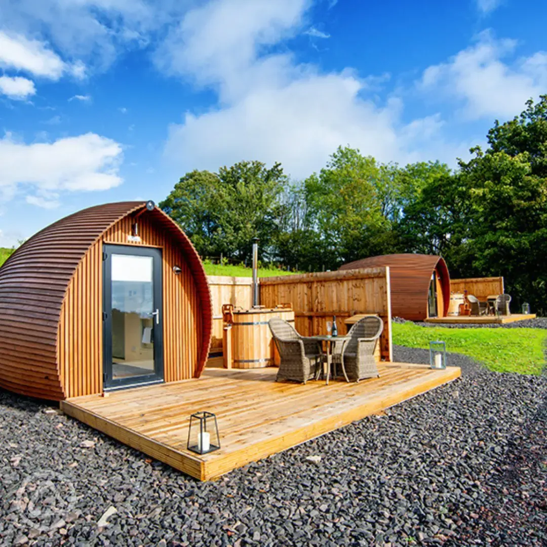 Glamping pods with hot tubs