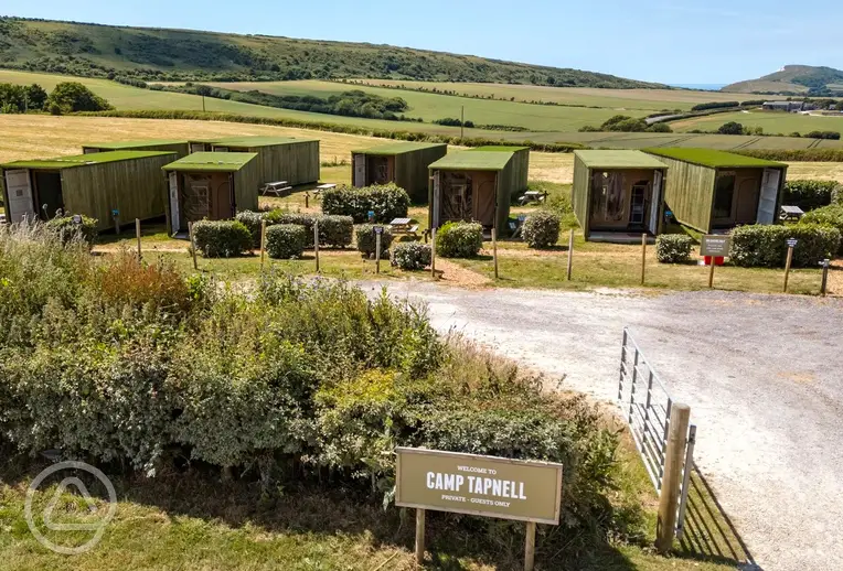 Aerial of Camp Tapnell with countryside views
