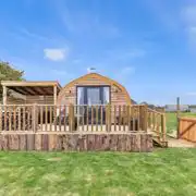 The Bee Hive ensuite glamping pod exterior with private decking The Bee Hive ensuite glamping pod exterior with private decking