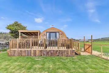 The Bee Hive ensuite glamping pod exterior with private decking The Bee Hive ensuite glamping pod exterior with private decking