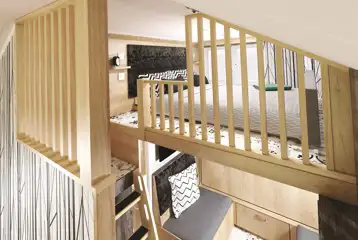 Glamping cabin mezzanine level