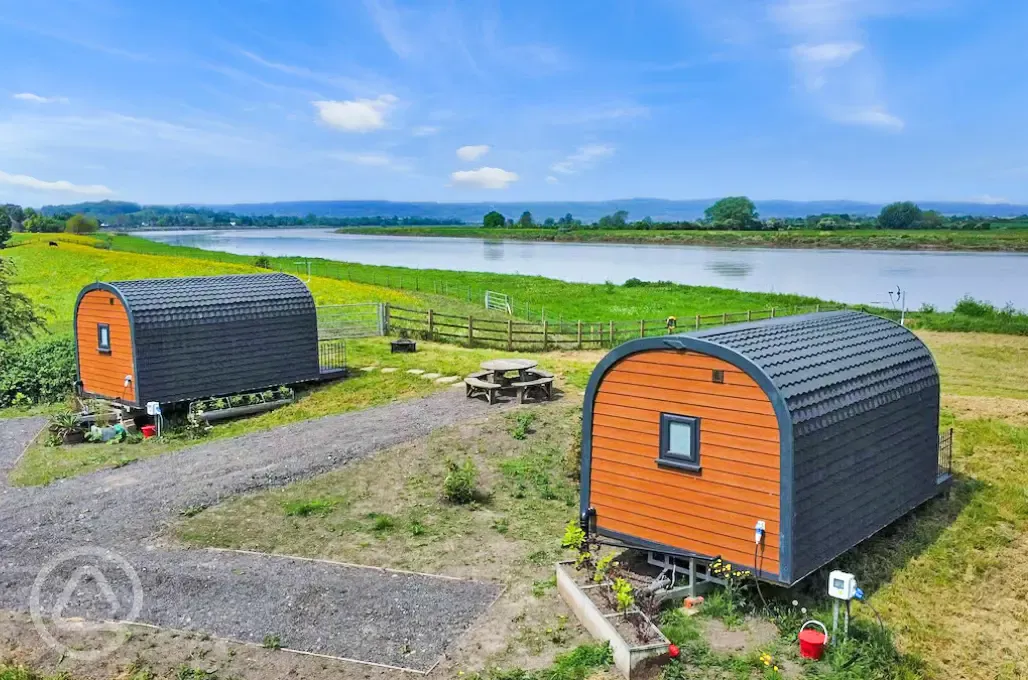 Pods overlooking the River Severn