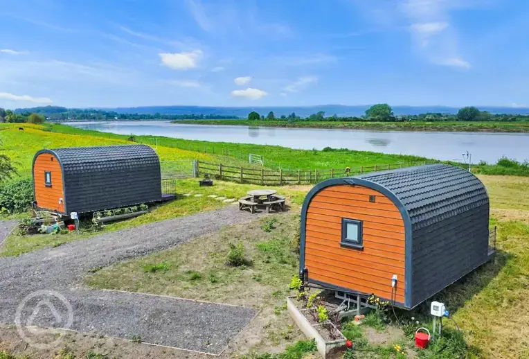 Pods overlooking the River Severn