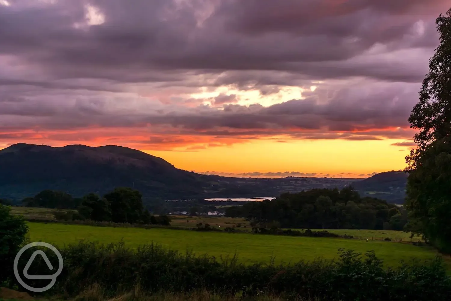 Sunset views from Kestrel Lodge Campsite