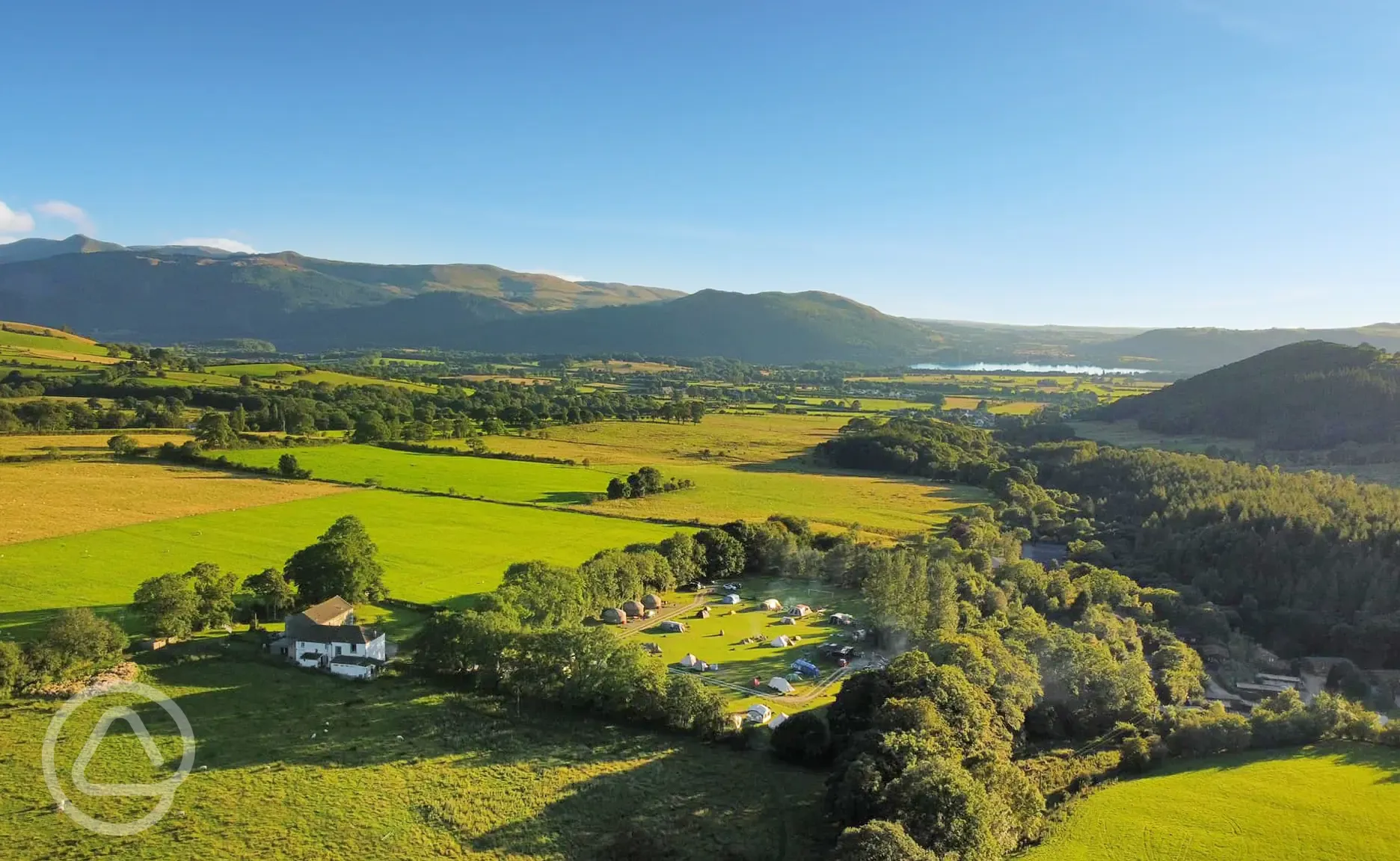 Aerial of Kestrel Lodge Campsite overlooking the Lake District