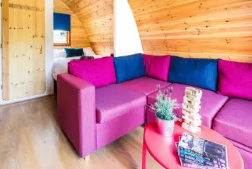 Silver glamping pod interior