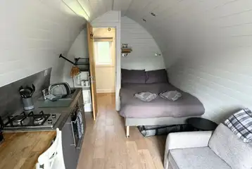 Gold glamping pod interior