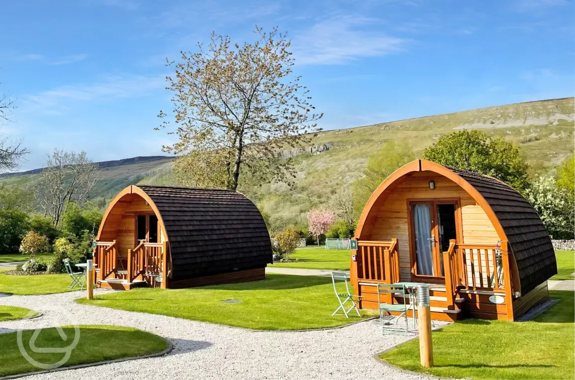 Silver glamping pods