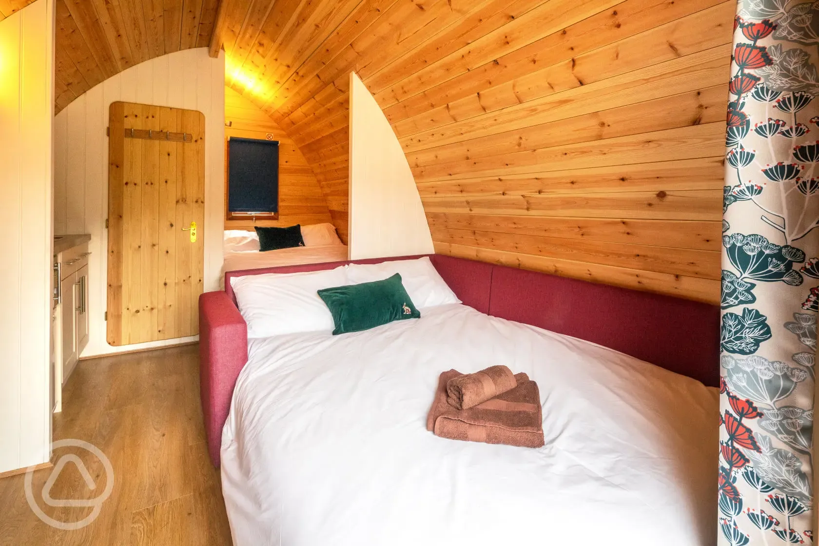 Silver glamping pod interior