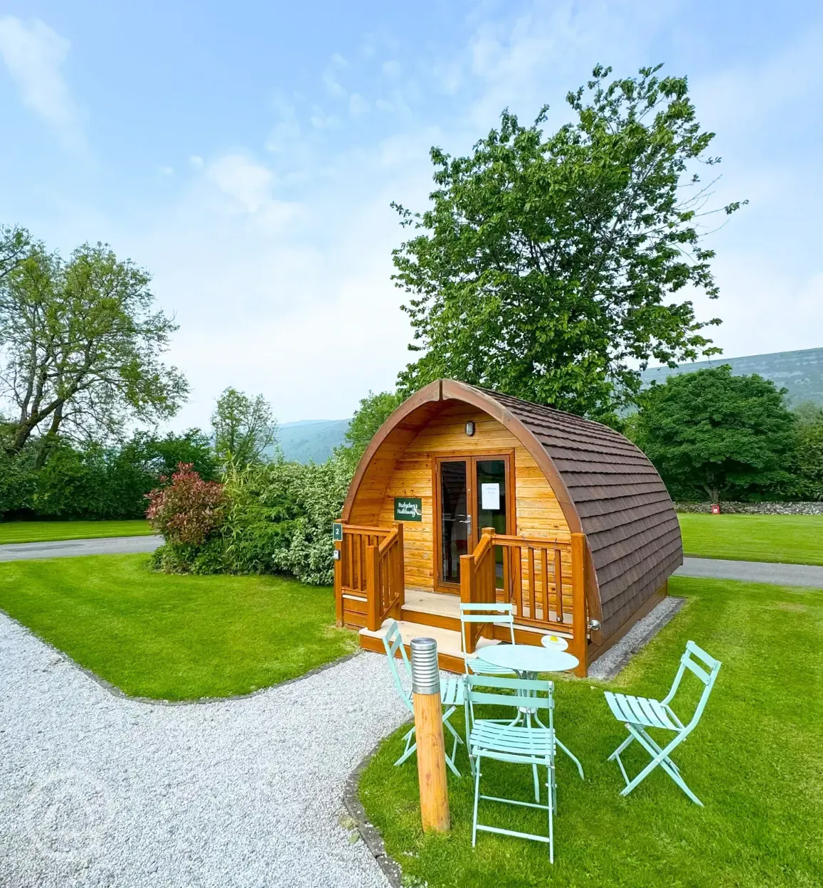 Silver glamping pod