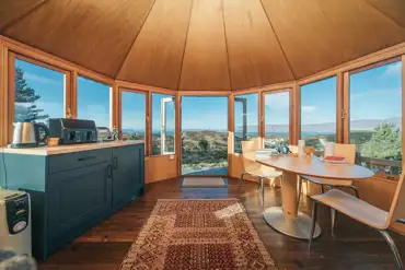 The private garden room in the Fuselage Glamping Pod at Highland Hangout