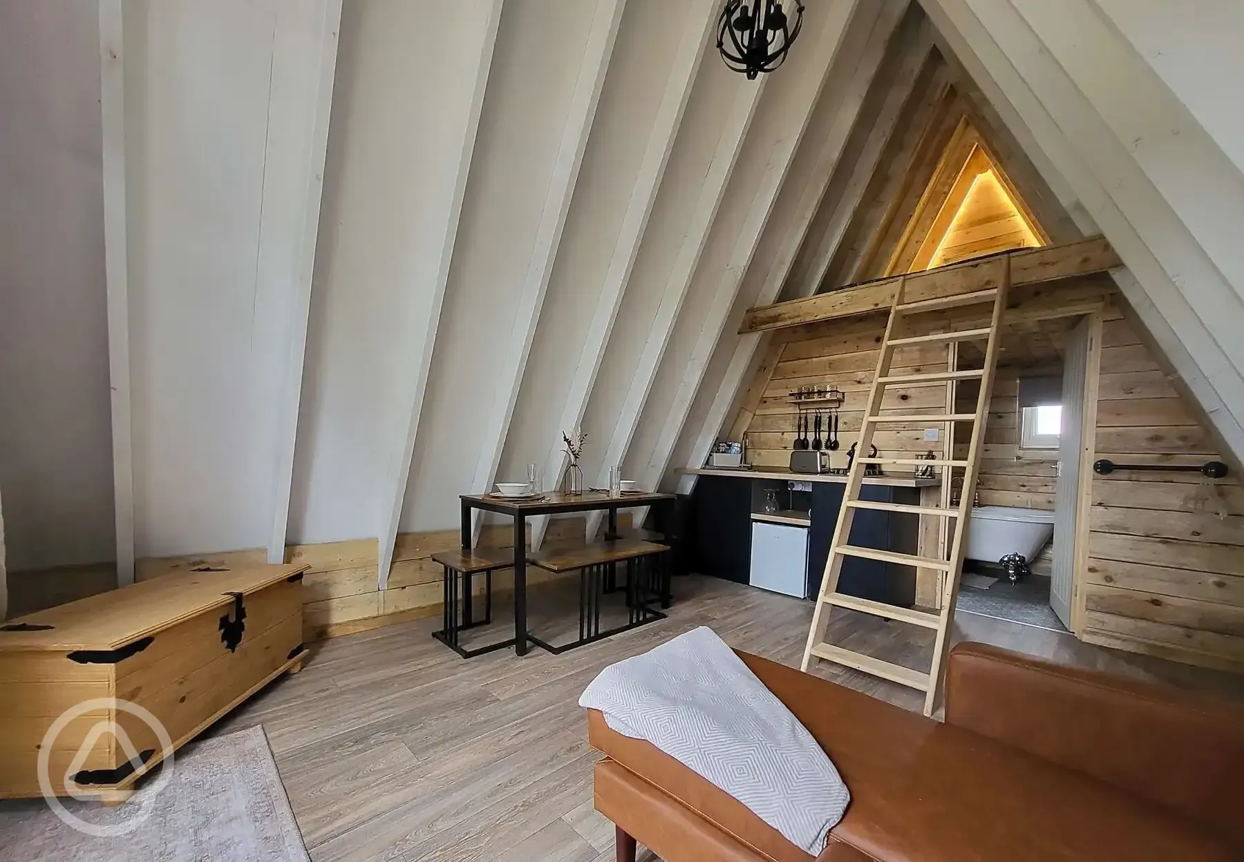 Glamping cabin interior