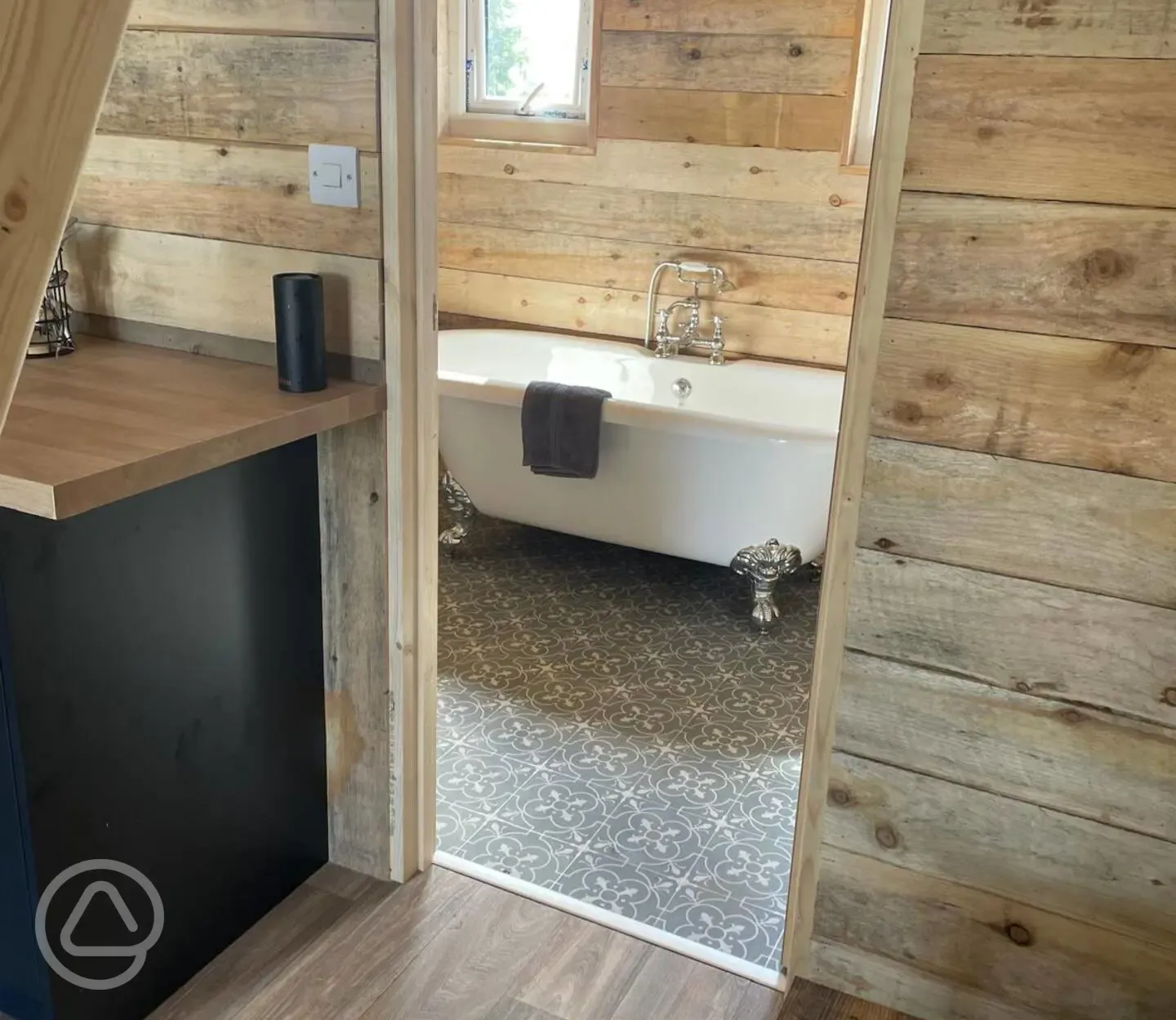 Glamping cabin bathroom