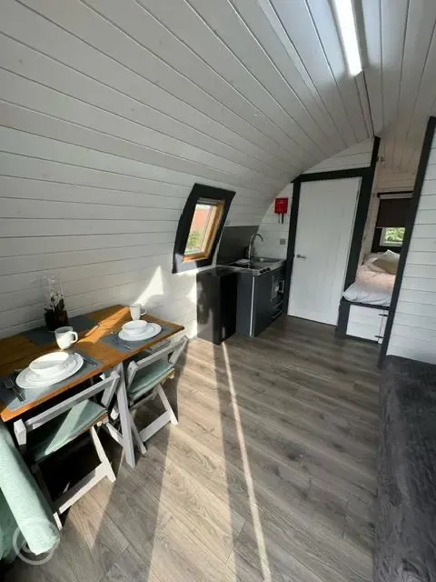 Ensuite glamping pod interior