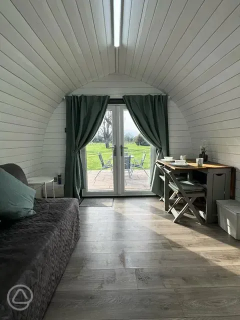 Ensuite glamping pod interior