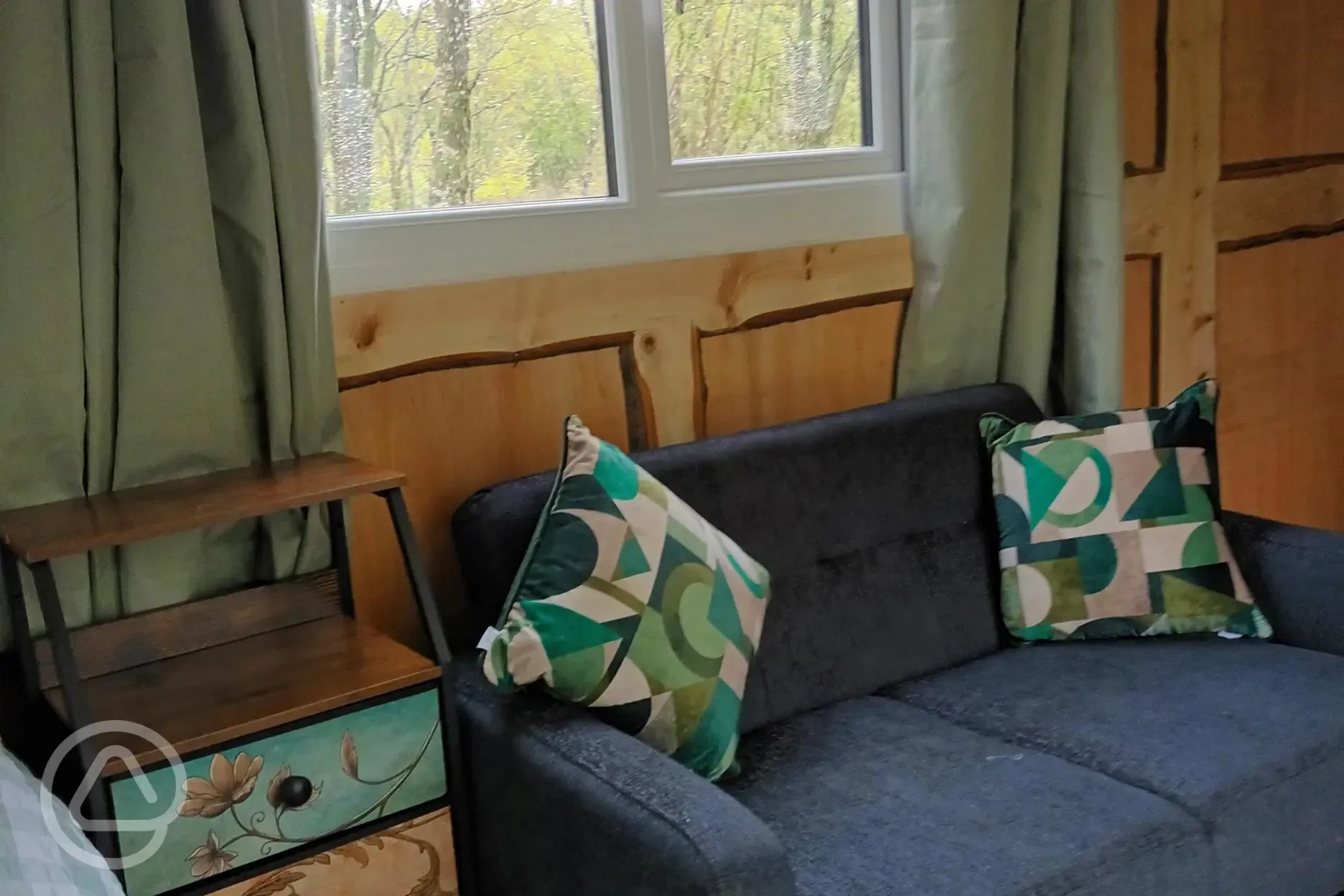 Glamping cabin sofa