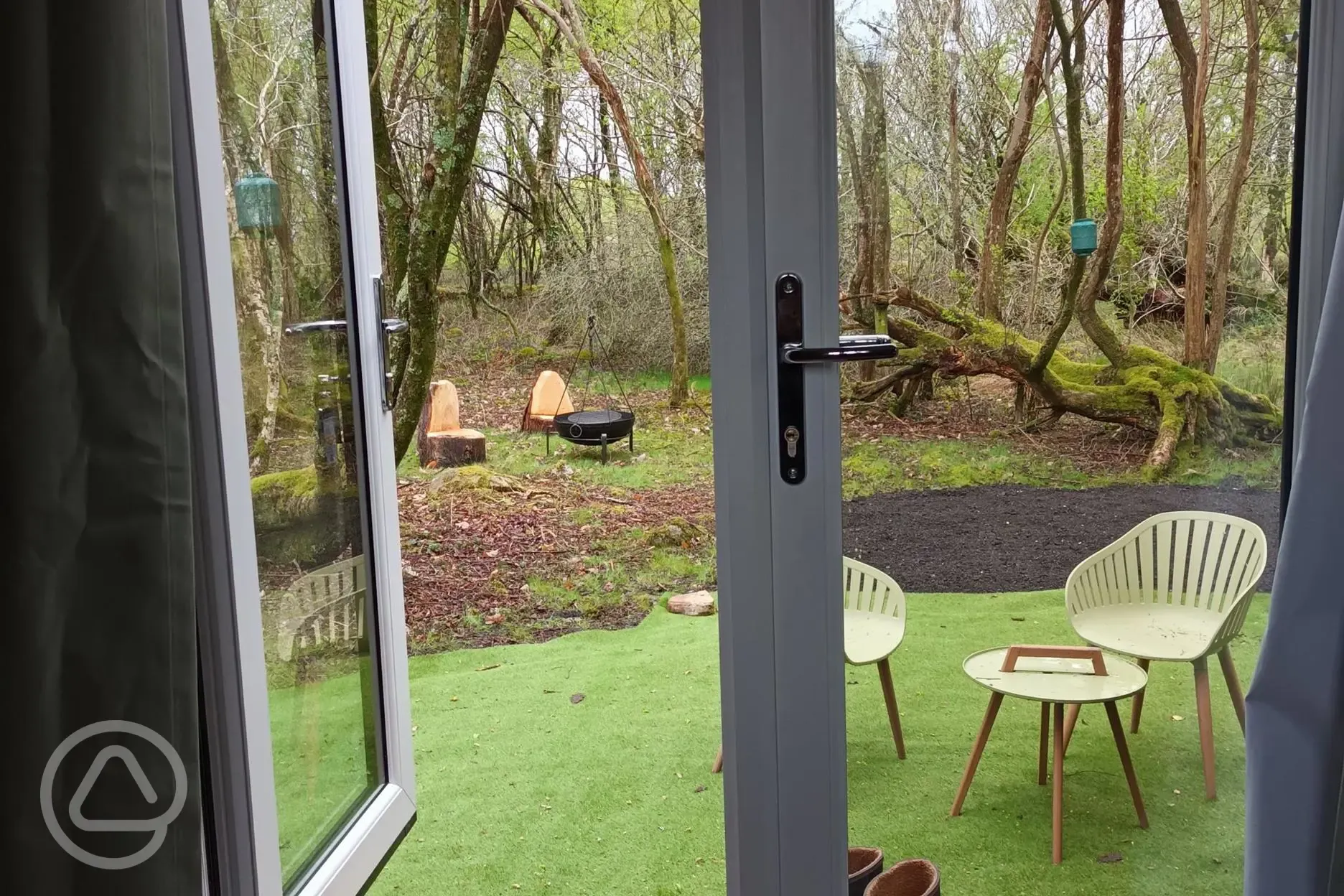 View from inside the glamping cabin