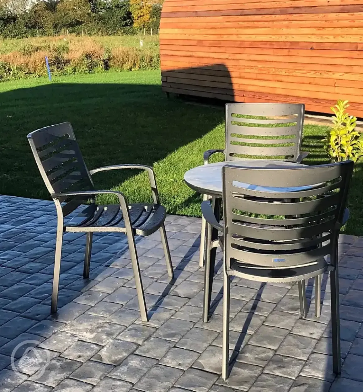 Glamping pod outdoor area