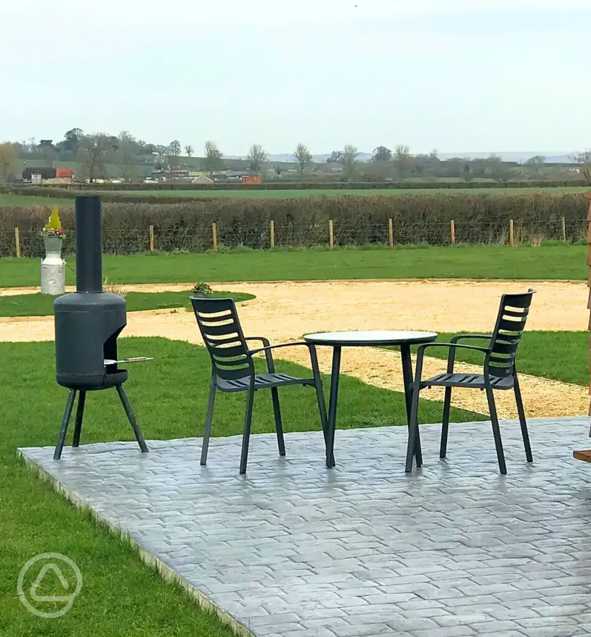 Glamping pod outdoor area and BBQ