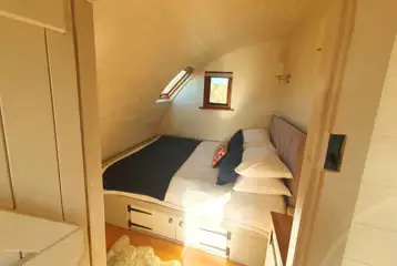 Towy glamping pod double bedroom Towy glamping pod double bedroom