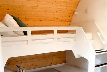 Glamping pod double and single bunk bed