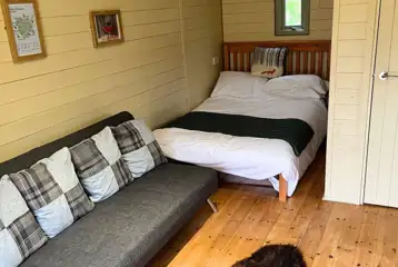 Glamping pod double bed and double sofa bed Glamping pod double bed and double sofa bed