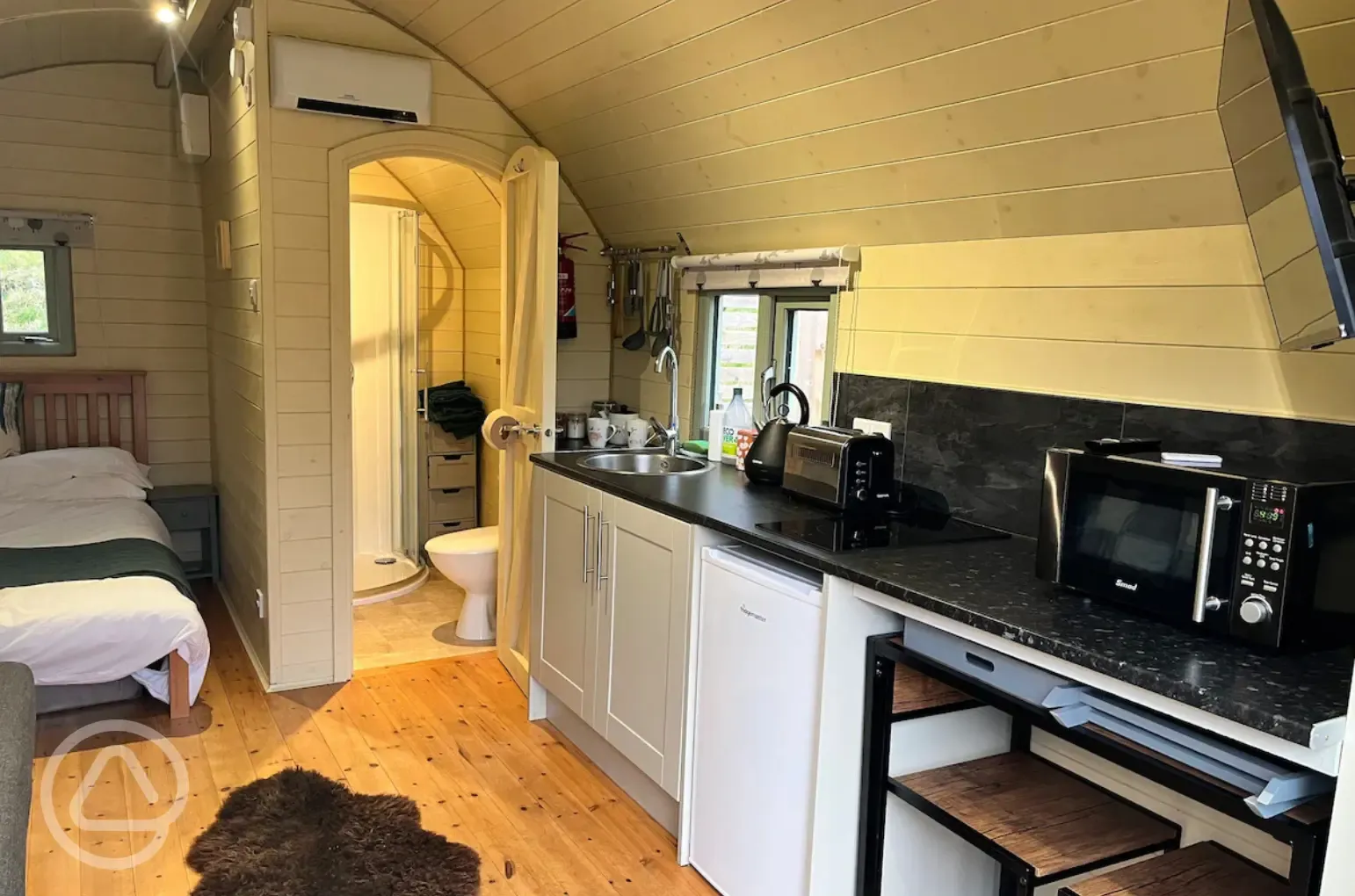 Glamping pod kitchen
