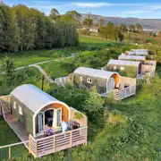 Aerial of the glamping site