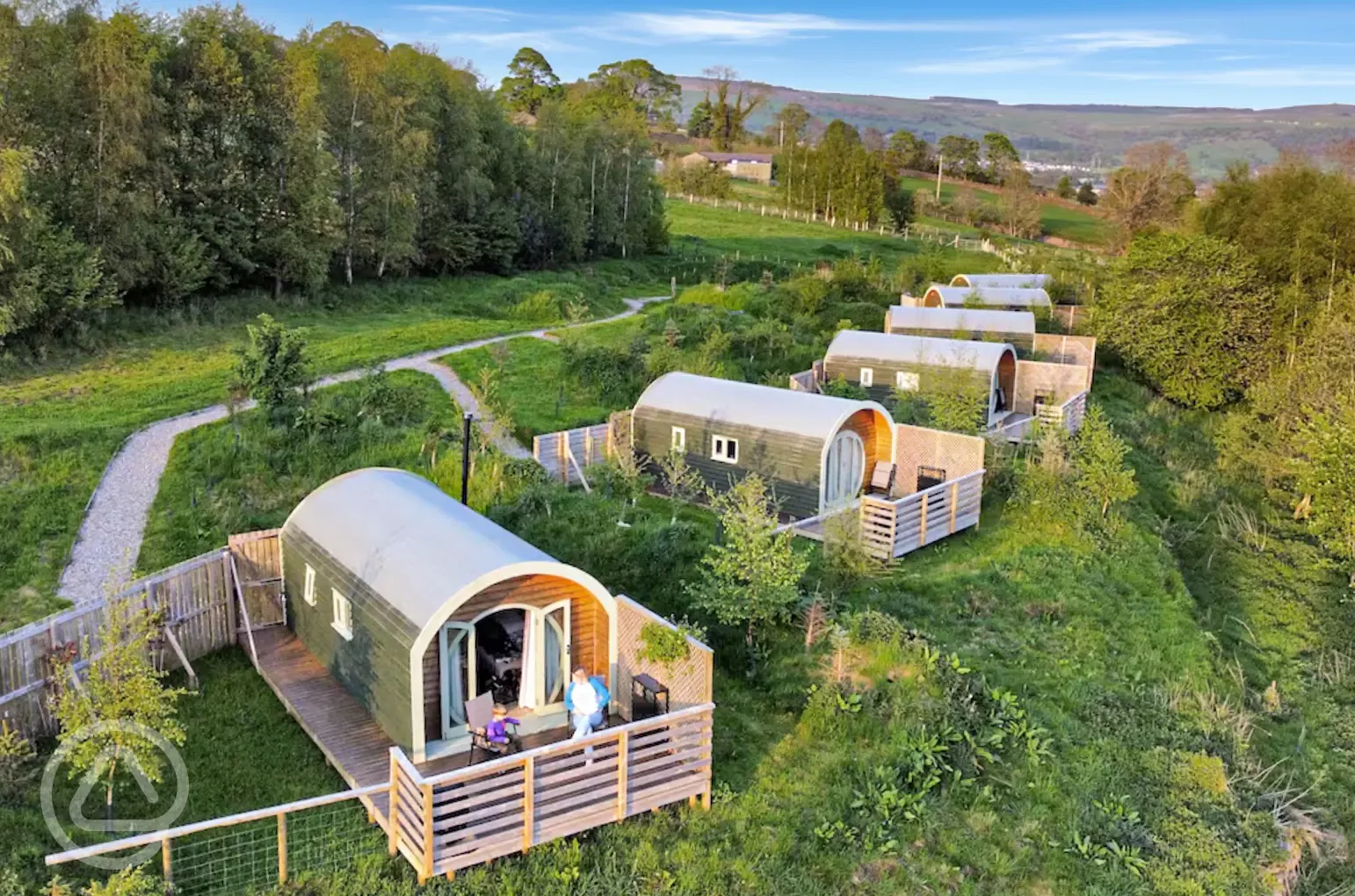 Aerial of the glamping site