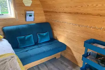 Glamping pod futon bed