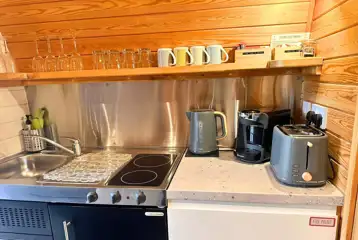 Private kitchens in all of the glamping pods