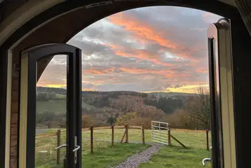 Sunset views from Four Paws Glamping