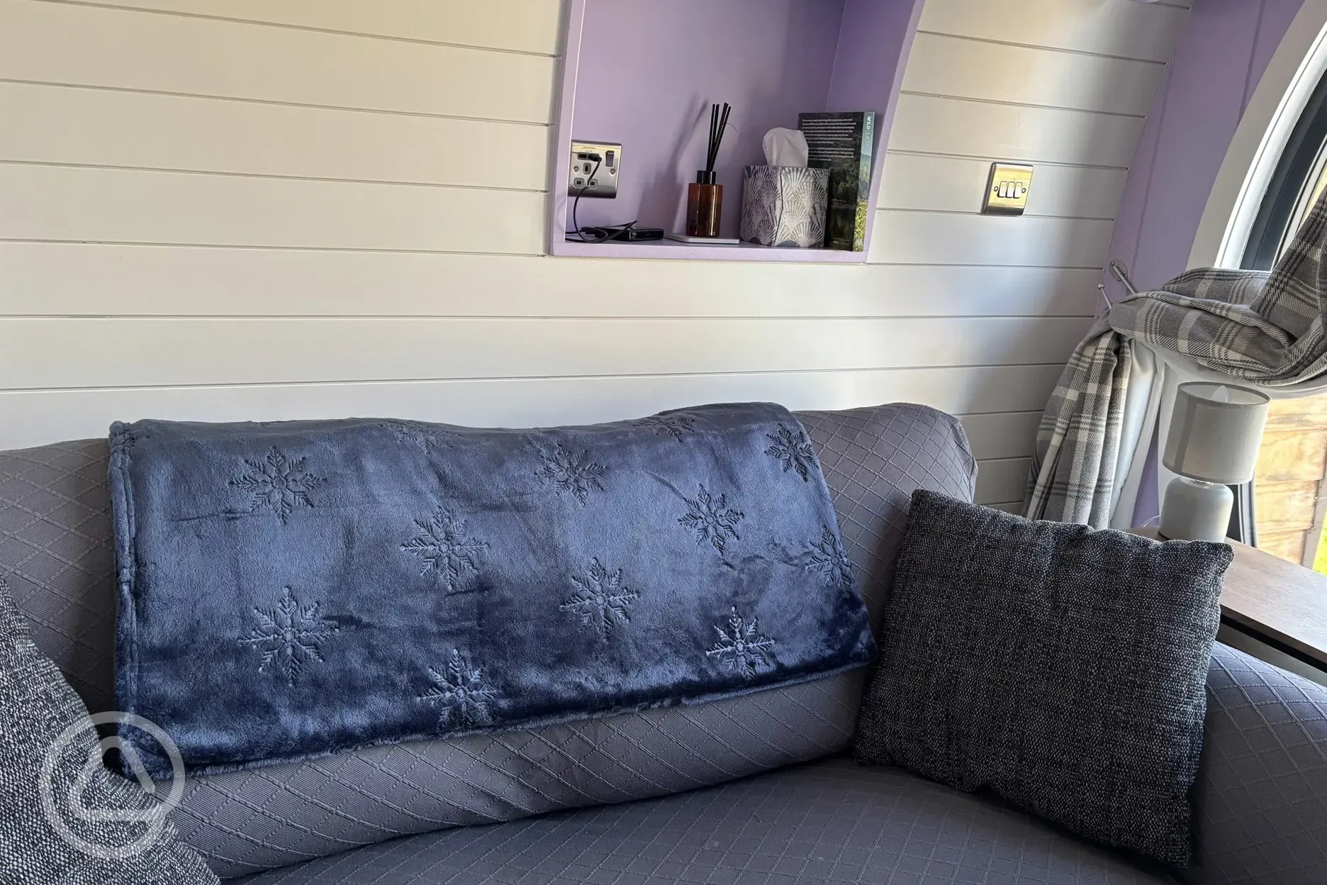 Glamping pod double sofa bed