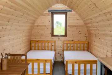 Twin camping pod interior Twin camping pod interior